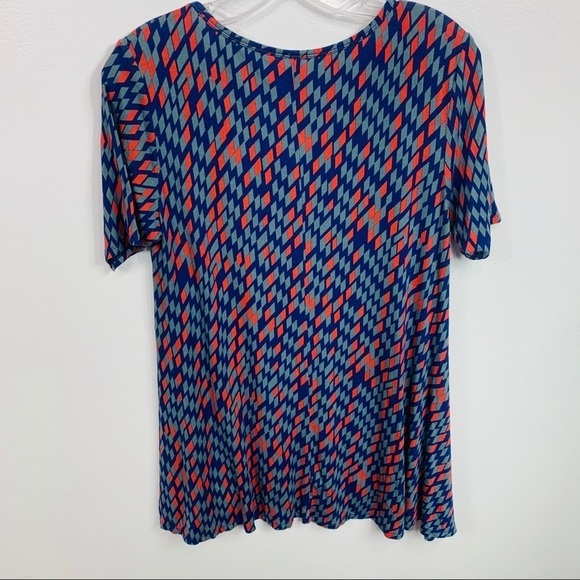 LuLaRoe Blue Geometric Print Tunic Top Extra Small - Picture 4 of 9